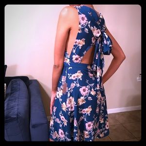 Floral Tie-back cutout dress